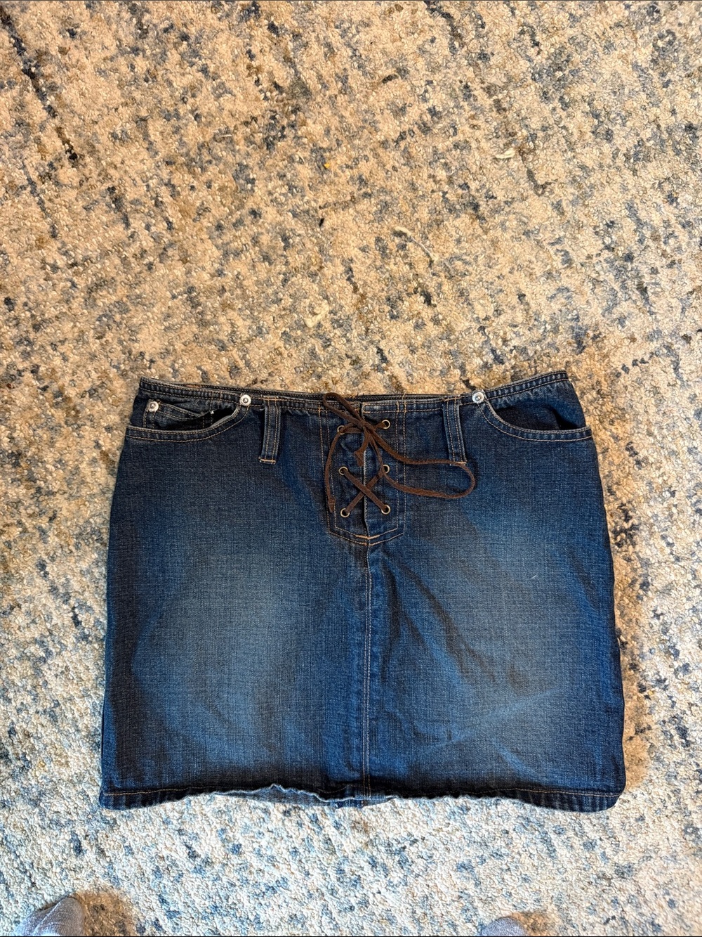 Old Navy Dark Blue Lace-Up Denim Mini Skirt